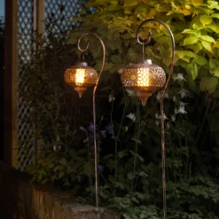 LED-Solar-Erdspießleuchte Osman, 2er Set, IP44
