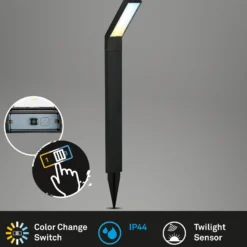 LED-Solar-Erdspießleuchte 3796015, schwarz, Kunststoff, CCT