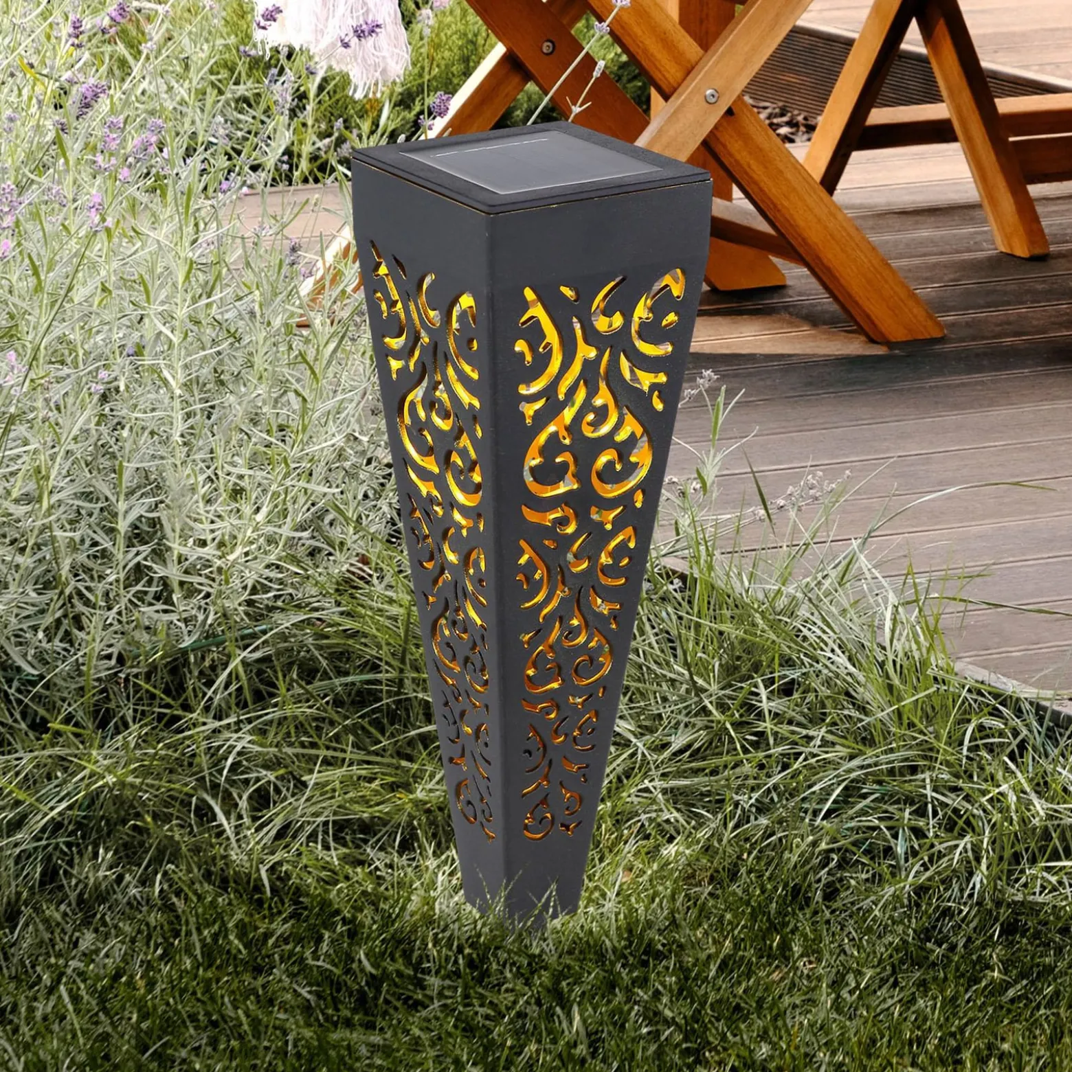 LED-Solar-Erdspießleuchte 33578-3, schwarz, Kunststoff, 3er