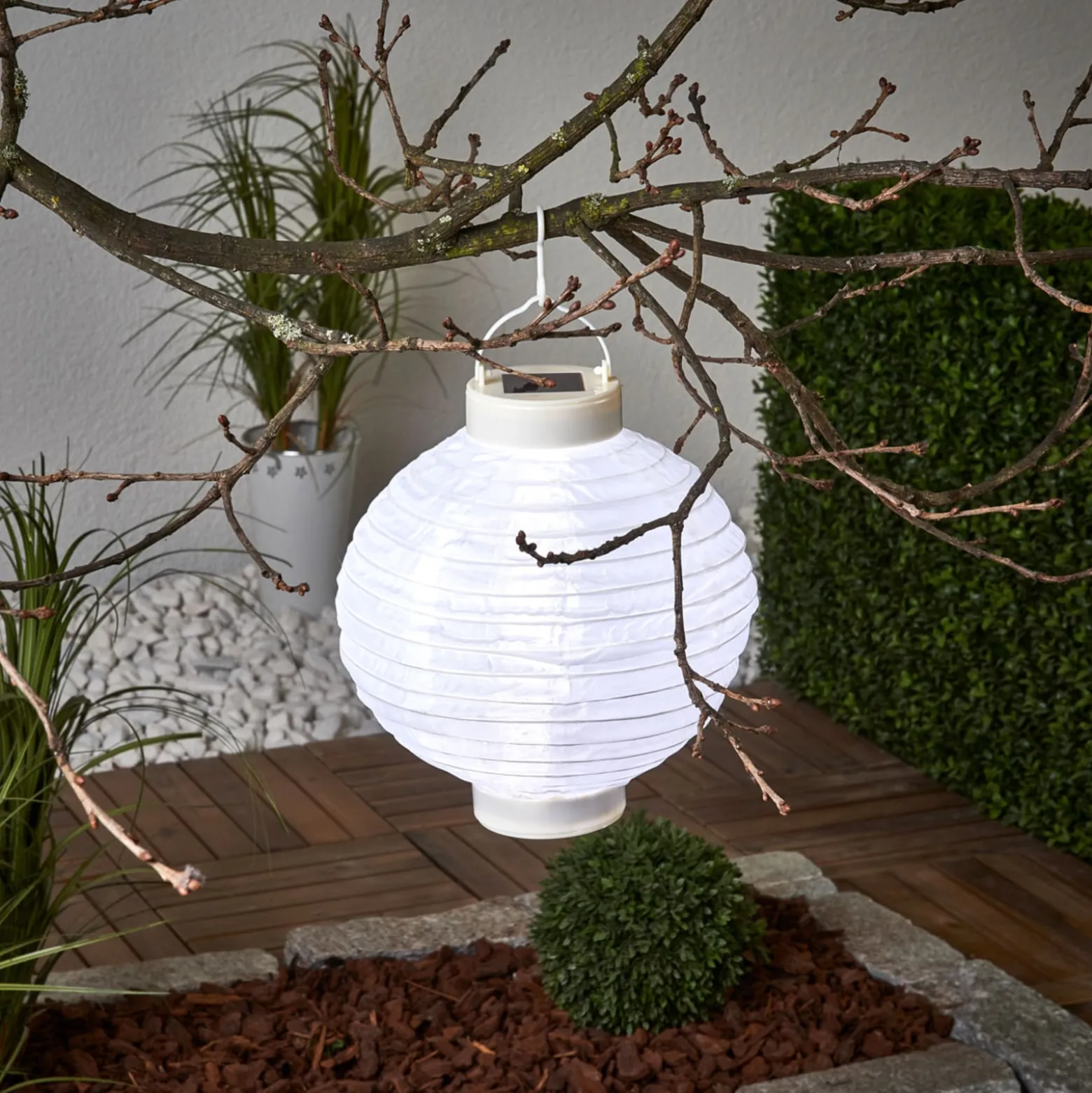 LED-Solar-Lampion Jerrit 20 cm, weiß