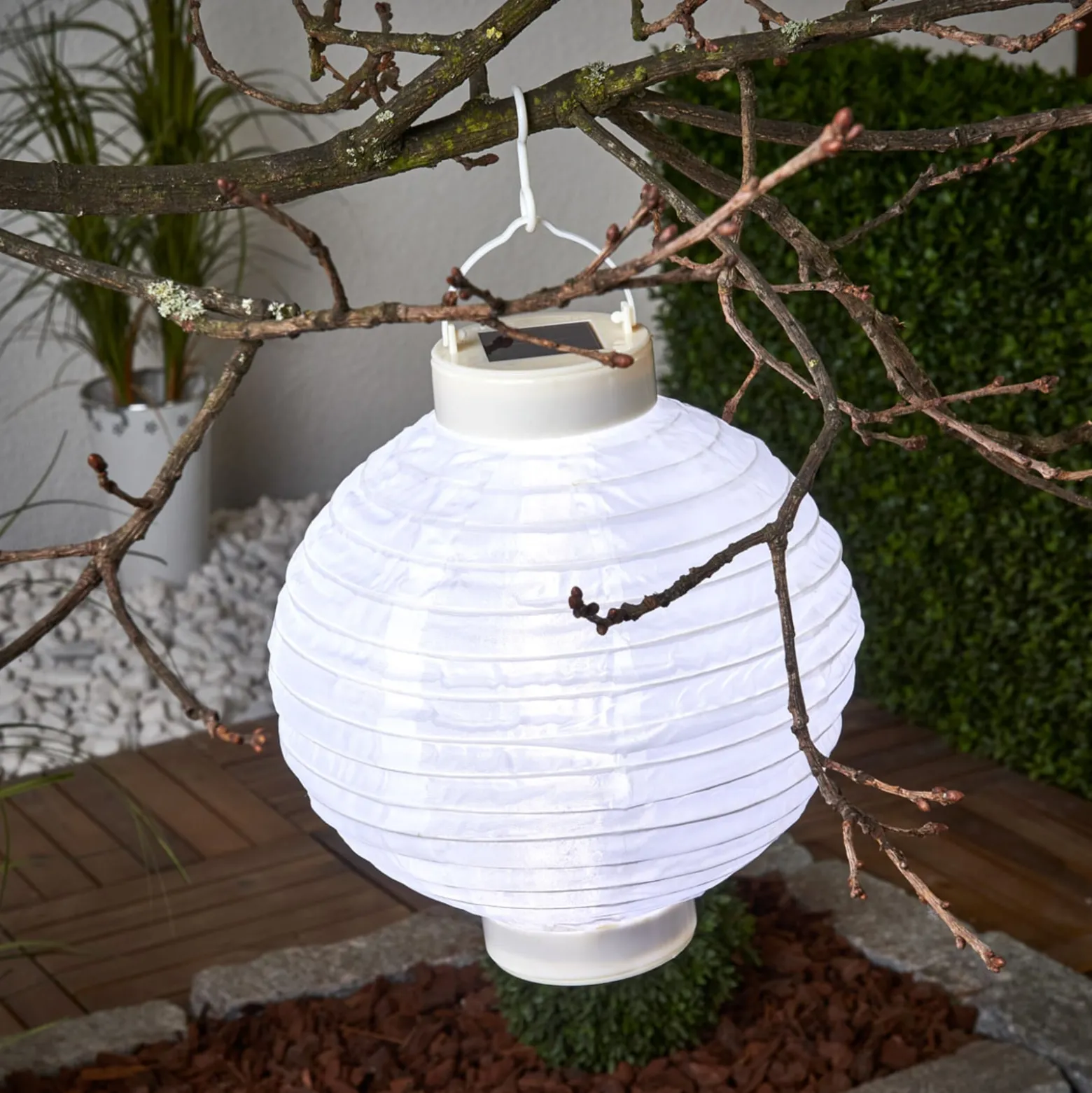 LED-Solar-Lampion Jerrit 20 cm, weiß