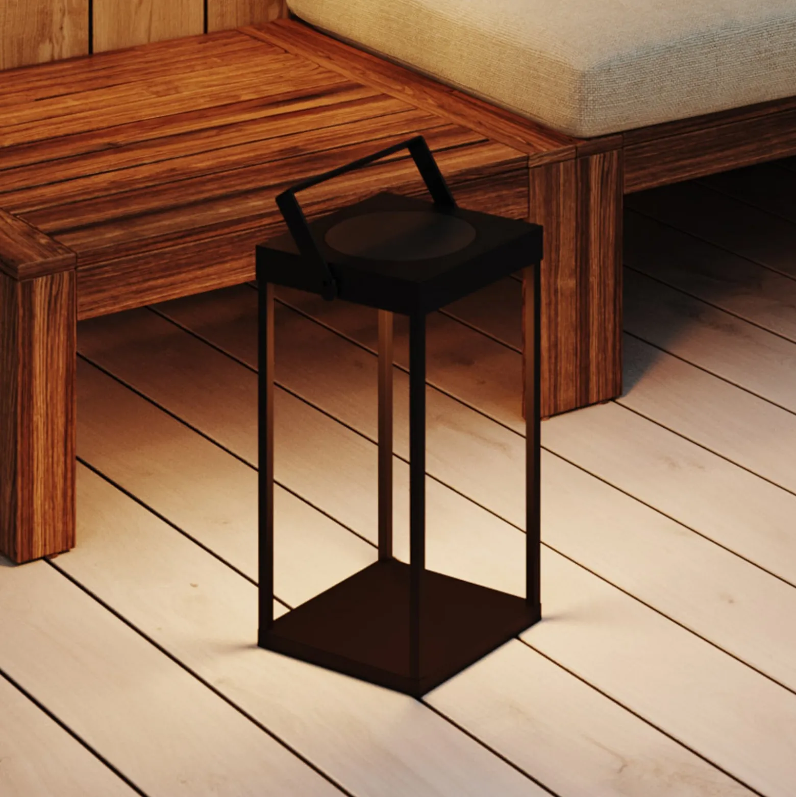 LED-Solarlaterne Pure, schwarz, USB, Metall, Höhe 42 cm