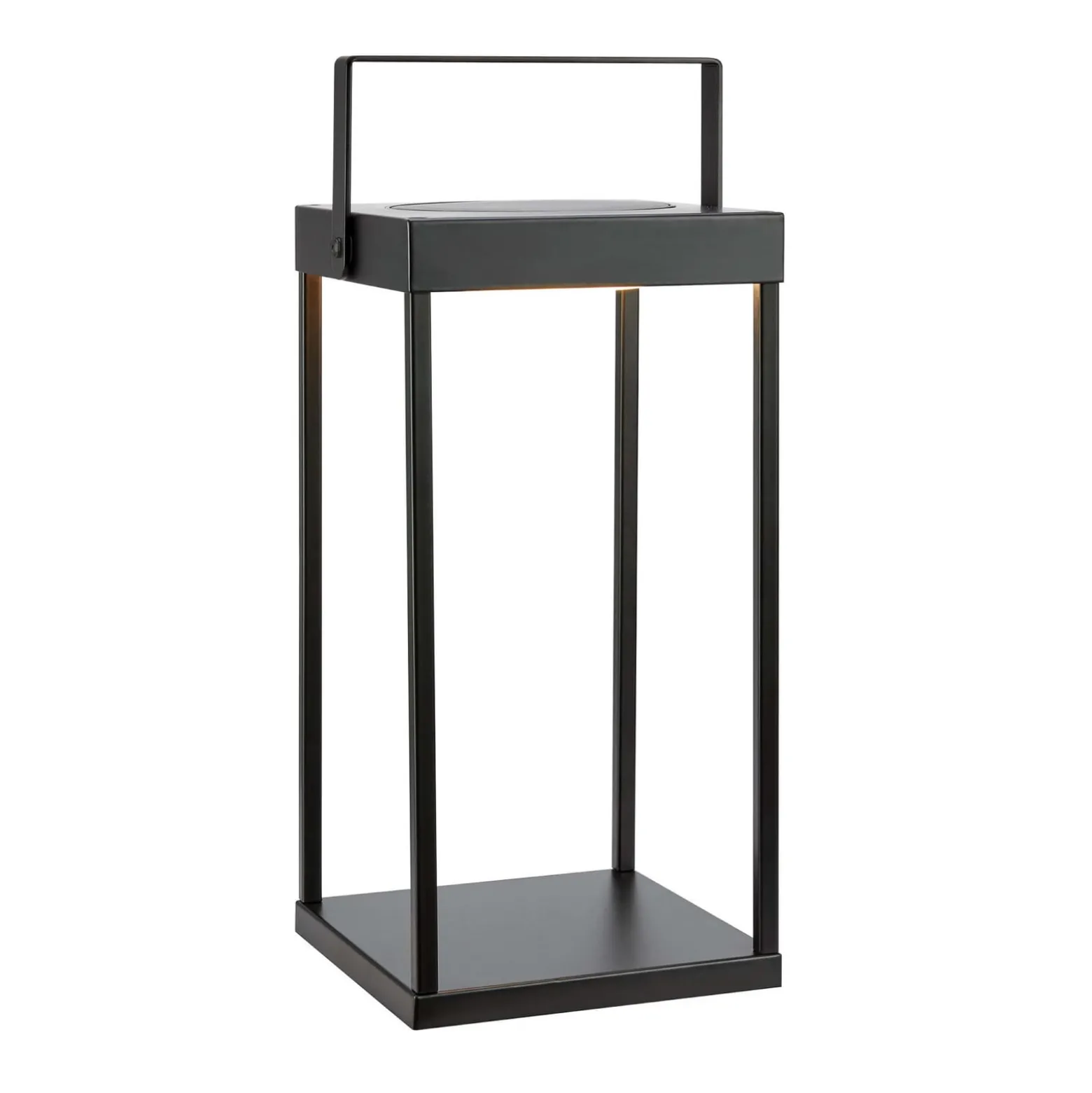 LED-Solarlaterne Pure, schwarz, USB, Metall, Höhe 42 cm