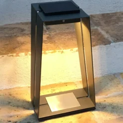 LED-Solarlaterne Skaal aus Aluminium, 40 cm, grau