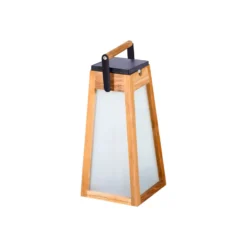 LED-Solarlaterne Tecka, Teakholz natur, 39 cm