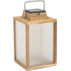 LED-Solarlaterne Tradition aus Teakholz Höhe 40 cm