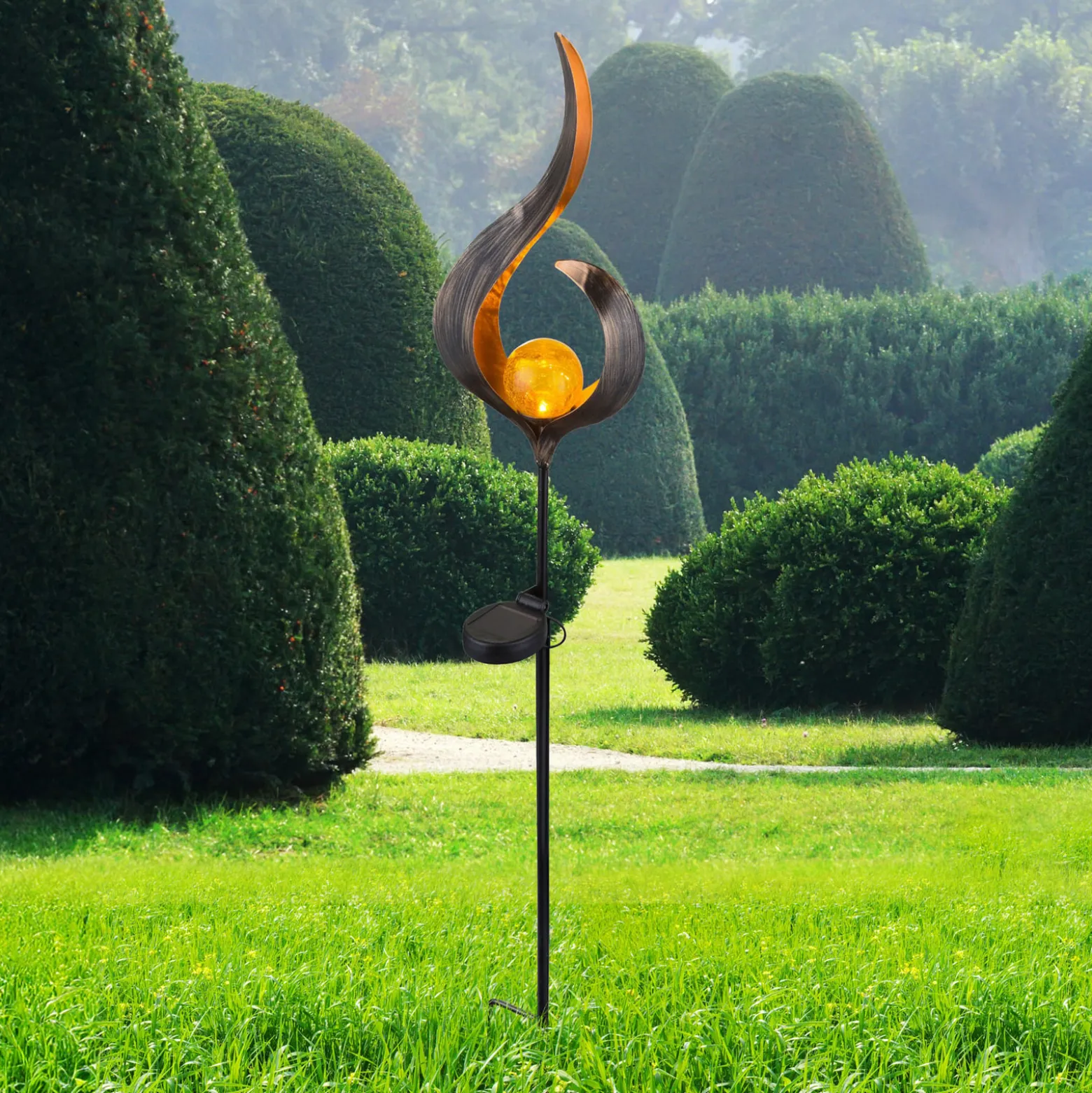 LED-Solarleuchte 33465, Erdspieß, bronzefarben, Metall, Glas