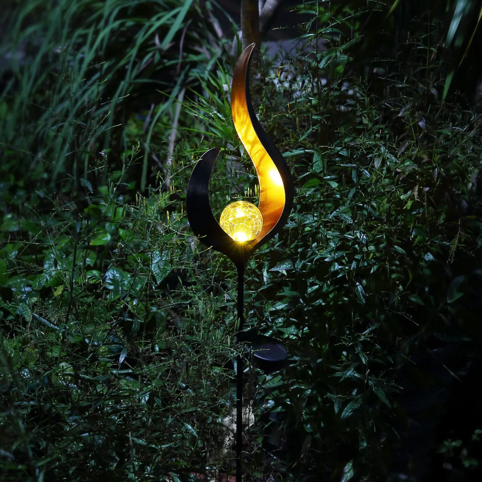 LED-Solarleuchte 33465, Erdspieß, bronzefarben, Metall, Glas