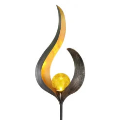 LED-Solarleuchte 33465, Erdspieß, bronzefarben, Metall, Glas