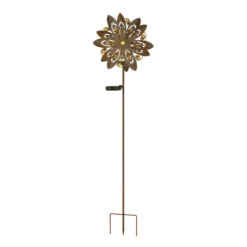 LED-Solarleuchte 36578, Erdspieß, rostbraun, Metall, Glas