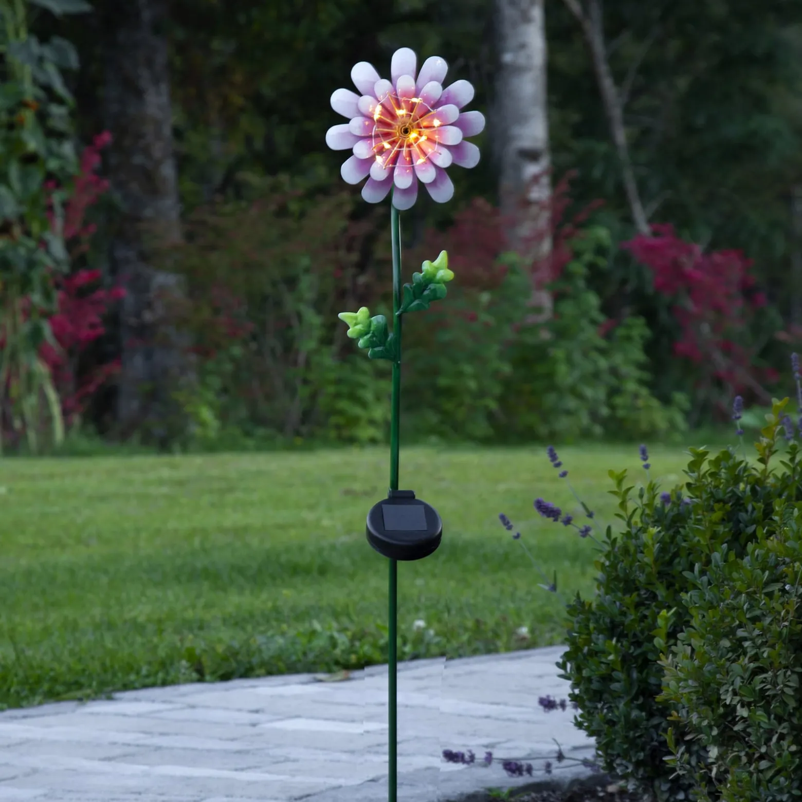 LED-Solarleuchte Pink Daisy in Blumen-Form