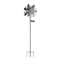 LED-Solarleuchte 36578S, Erdspieß, silber/schwarz, Metall
