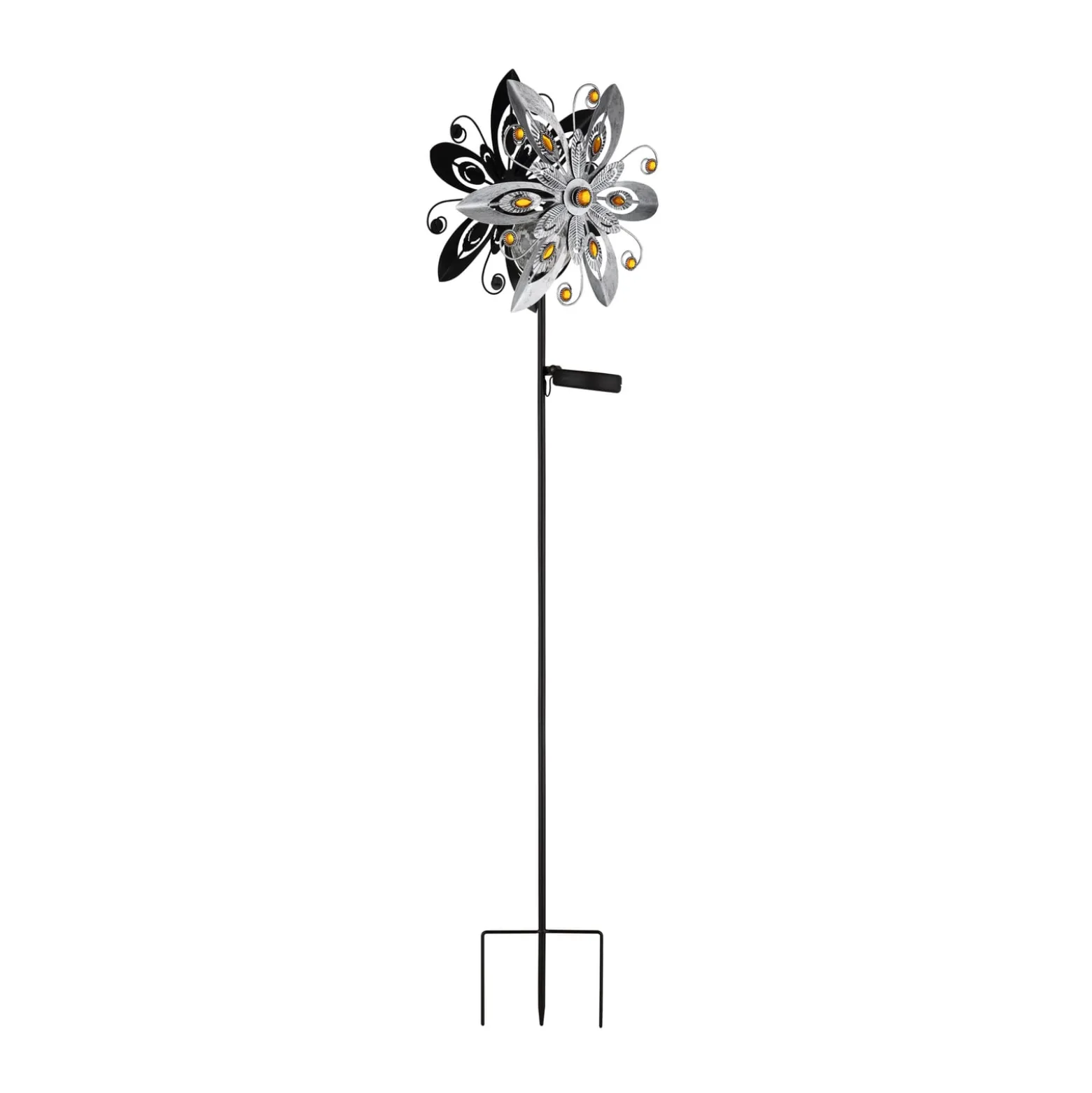 LED-Solarleuchte 36578S, Erdspieß, silber/schwarz, Metall