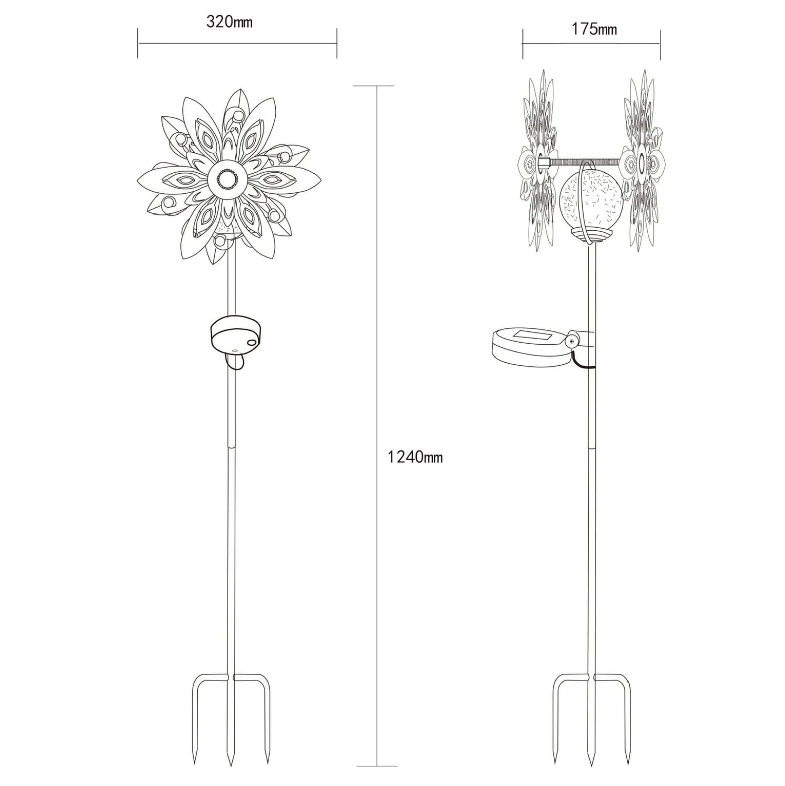 LED-Solarleuchte 36578S, Erdspieß, silber/schwarz, Metall