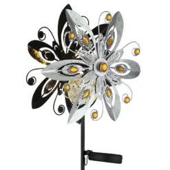 LED-Solarleuchte 36578S, Erdspieß, silber/schwarz, Metall