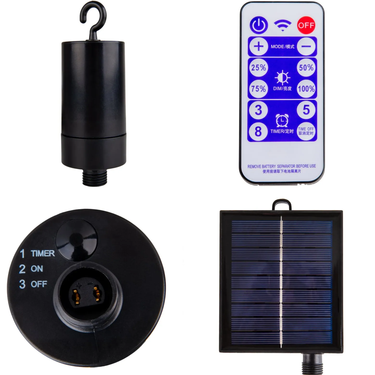 LED-Solar-Lichterkette CADENA, 2.500 K, schwarz 10-flg. 5 m