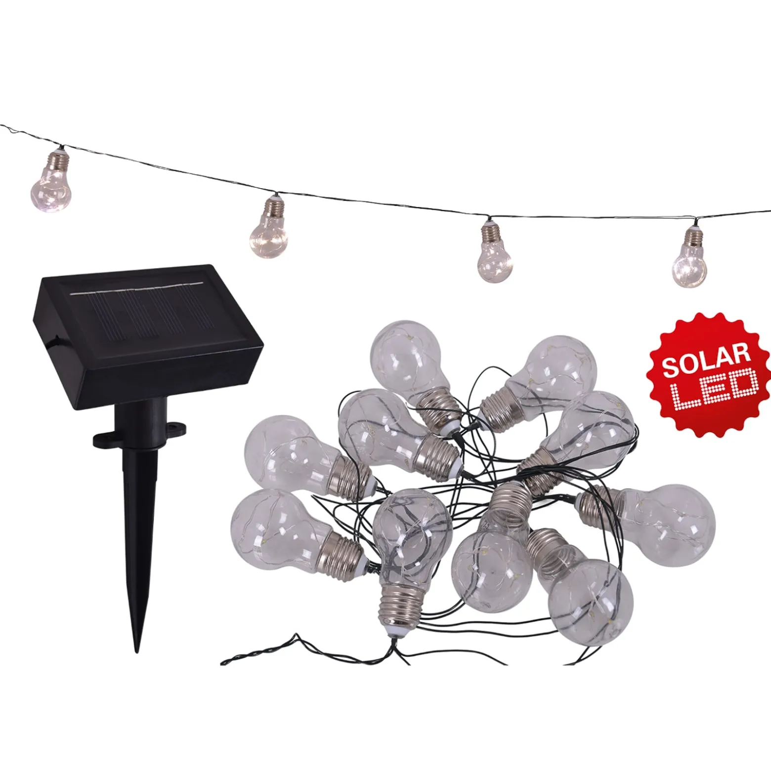 LED-Solar-Lichterkette Glühbirne, 10-flg.