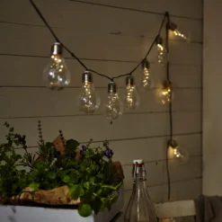 LED-Solar-Lichterkette Glow, klar, warmweiß, 190 cm lang