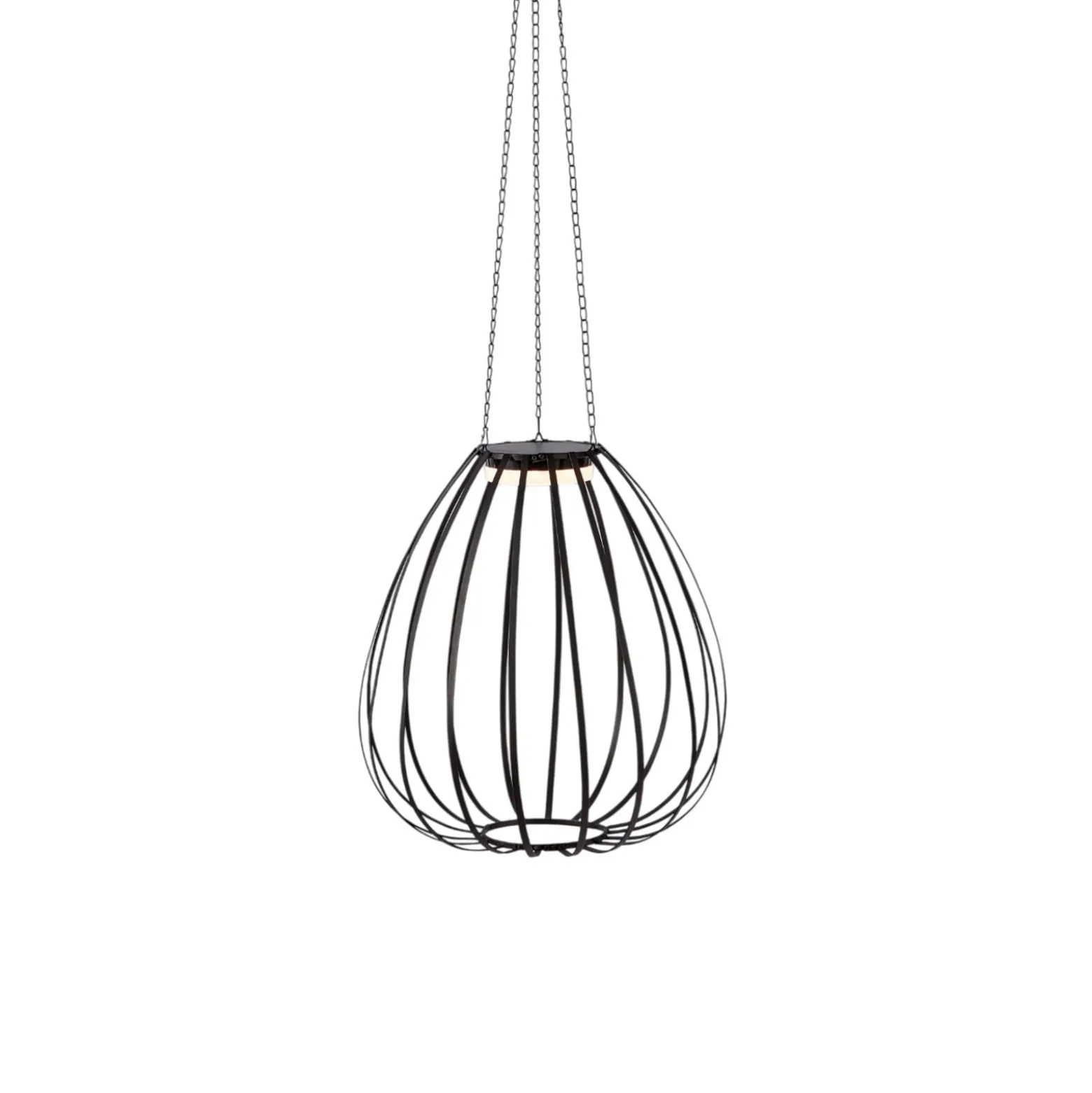 LED-Solar-Pendelleuchte Ovia, Ø 42 cm, schwarz, IP44, dim.
