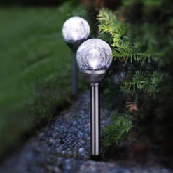 LED-Solarstäbe mit Kugeln 2-er Set