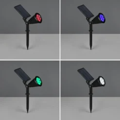 LED-Solar-Strahler Festival, schwarz matt, RGB, Sensor
