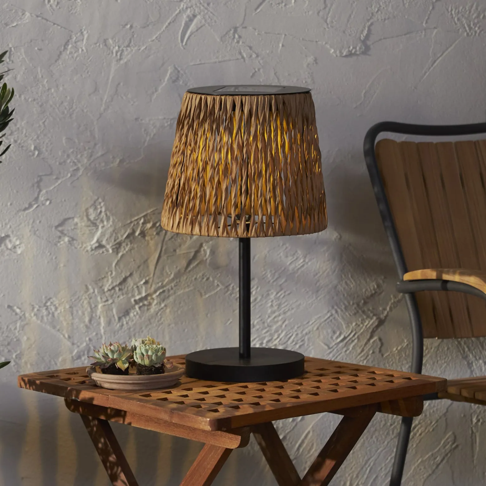 LED-Solar-Tischlampe Cesta 48cm braun/schwarz Plastik/Metall