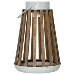 LED-Solartischleuchte Catania aus Birkenholz