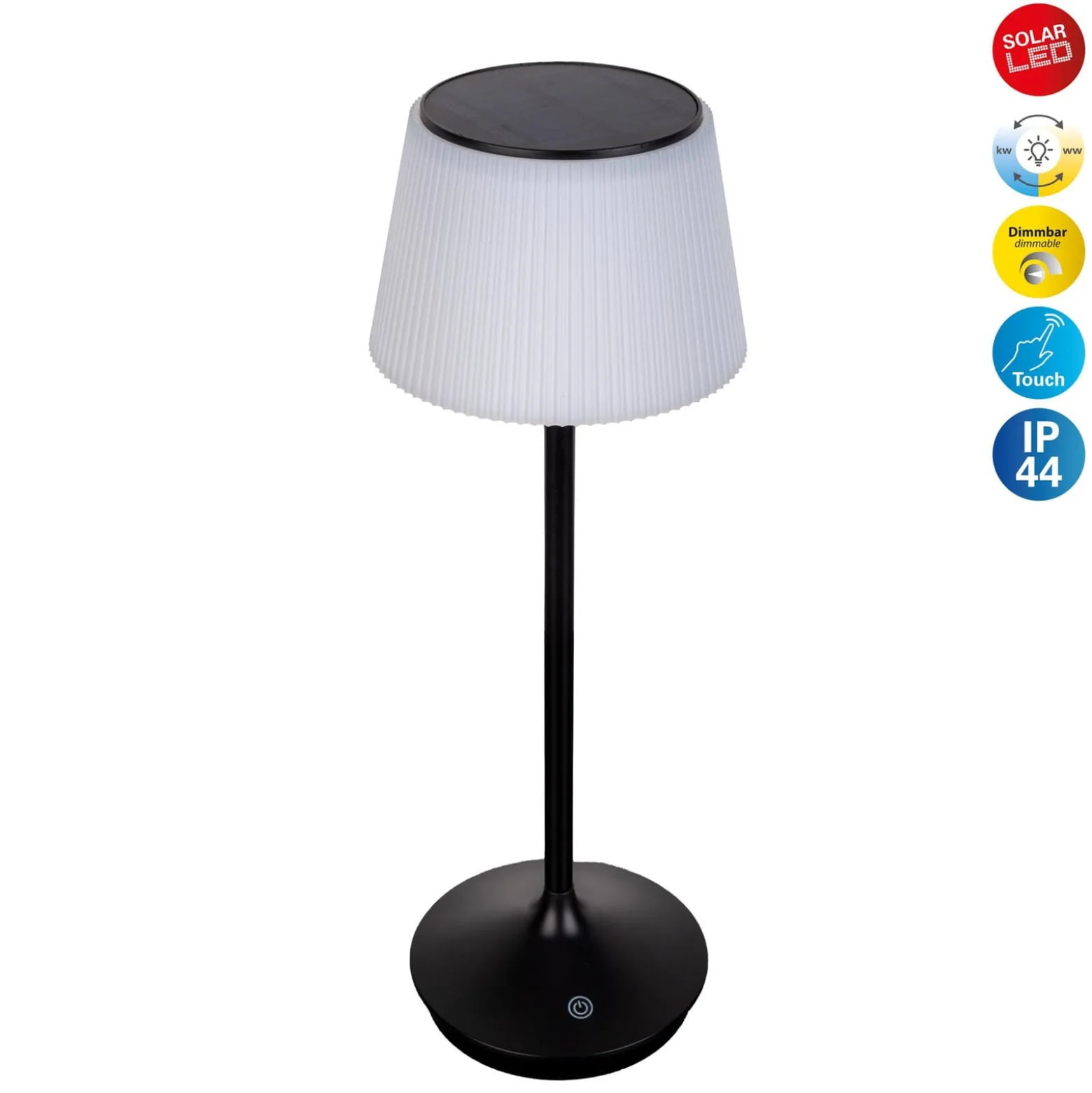 LED-Solar-Tischleuchte Emmi CCT aufladbar, schwarz
