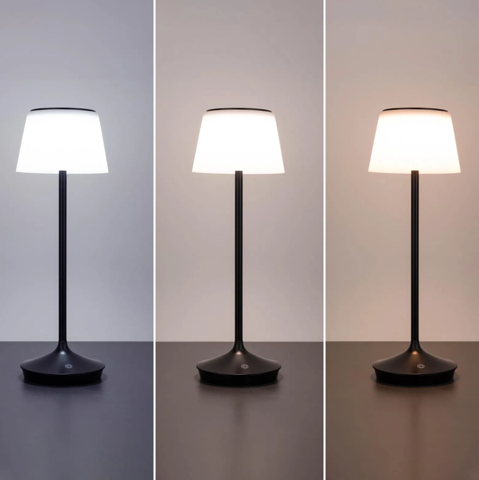 LED-Solar-Tischleuchte Emmi CCT aufladbar, schwarz