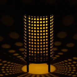 LED-Solar-Tischleuchte 48929, Höhe 26 cm, schwarz/beige