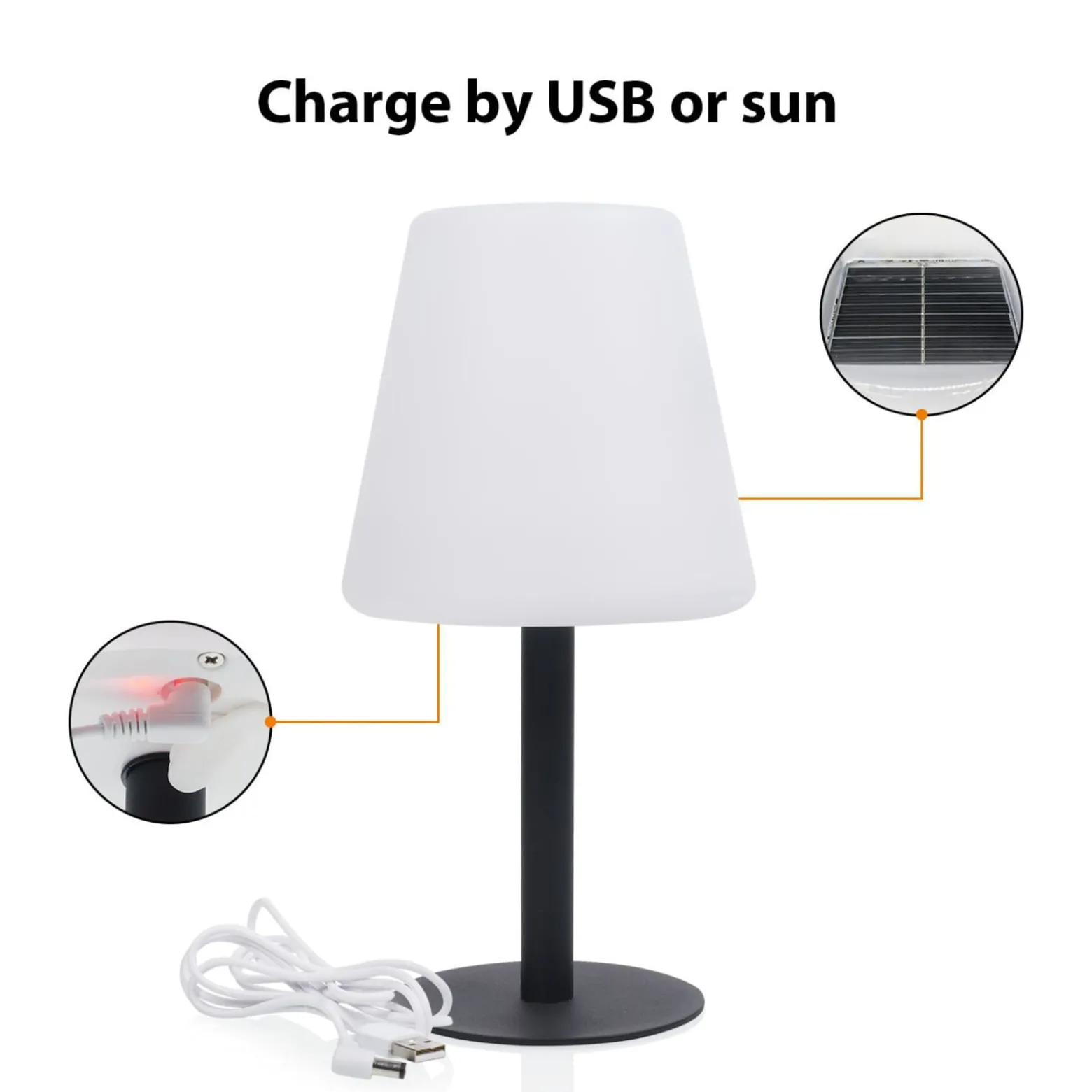 LED-Solartischleuchte OSL-50012 Akku und USB-Kabel