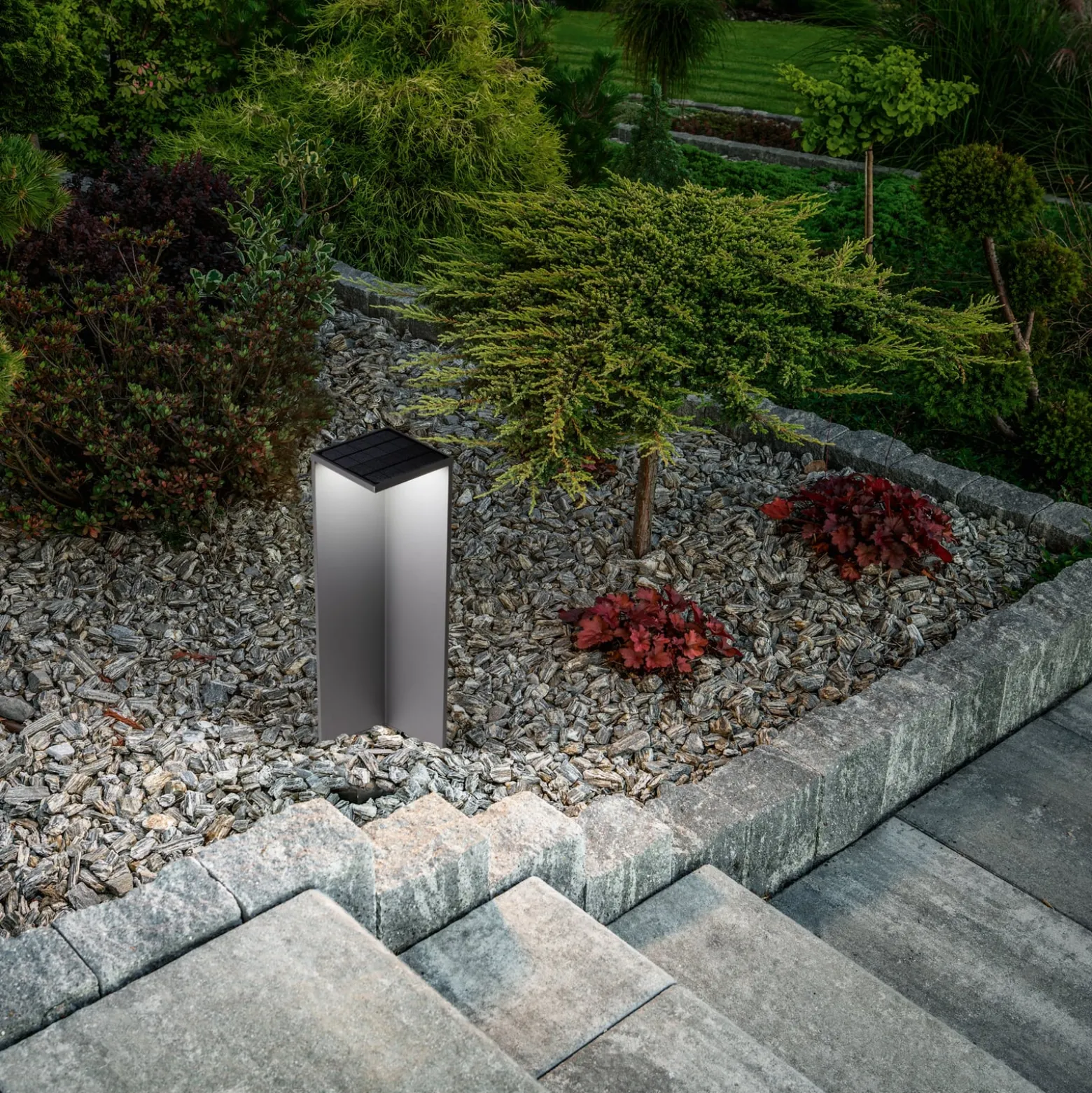 LED-Solarwegeleuchte Fold, dunkelgrau, Bewegungsmelder, IP54