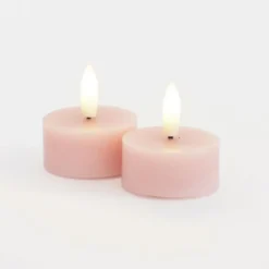 LED-Teelicht Sille, pink, Wachs, 2er-Set, Batteriebetrieb
