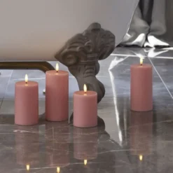 LED-Teelicht Sille, pink, Wachs, 2er-Set, Batteriebetrieb