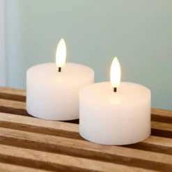 LED-Teelicht Sille, weiß, Wachs, 2er-Set, Batteriebetrieb