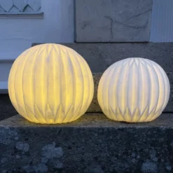 LED-Terrassenleuchte Sandy, Ø 30 cm weiß Kunststoff Batterie
