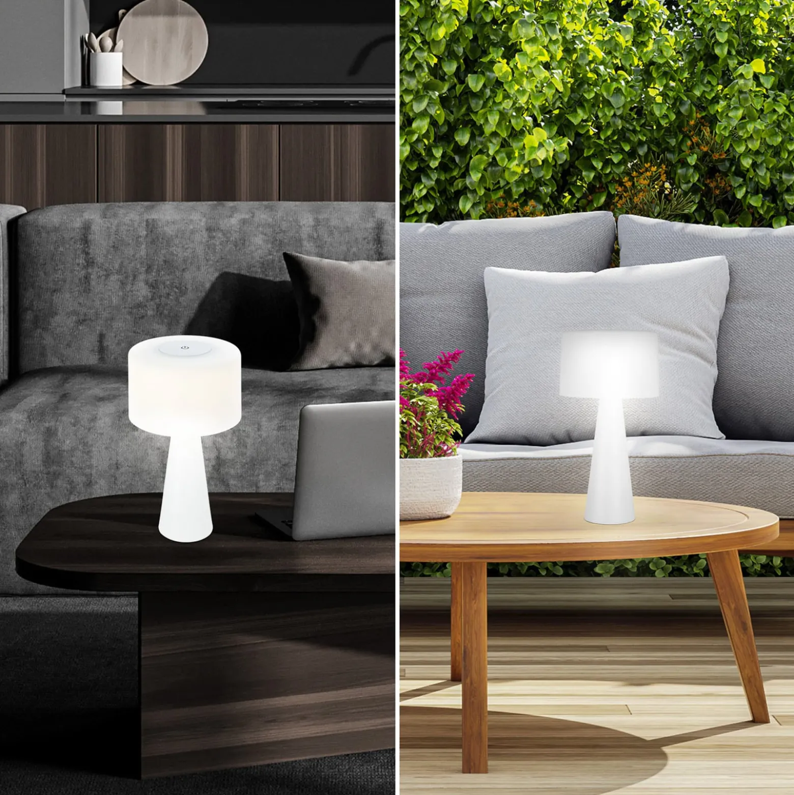LED-Tischlampe Halo, akkubetrieben, weiß