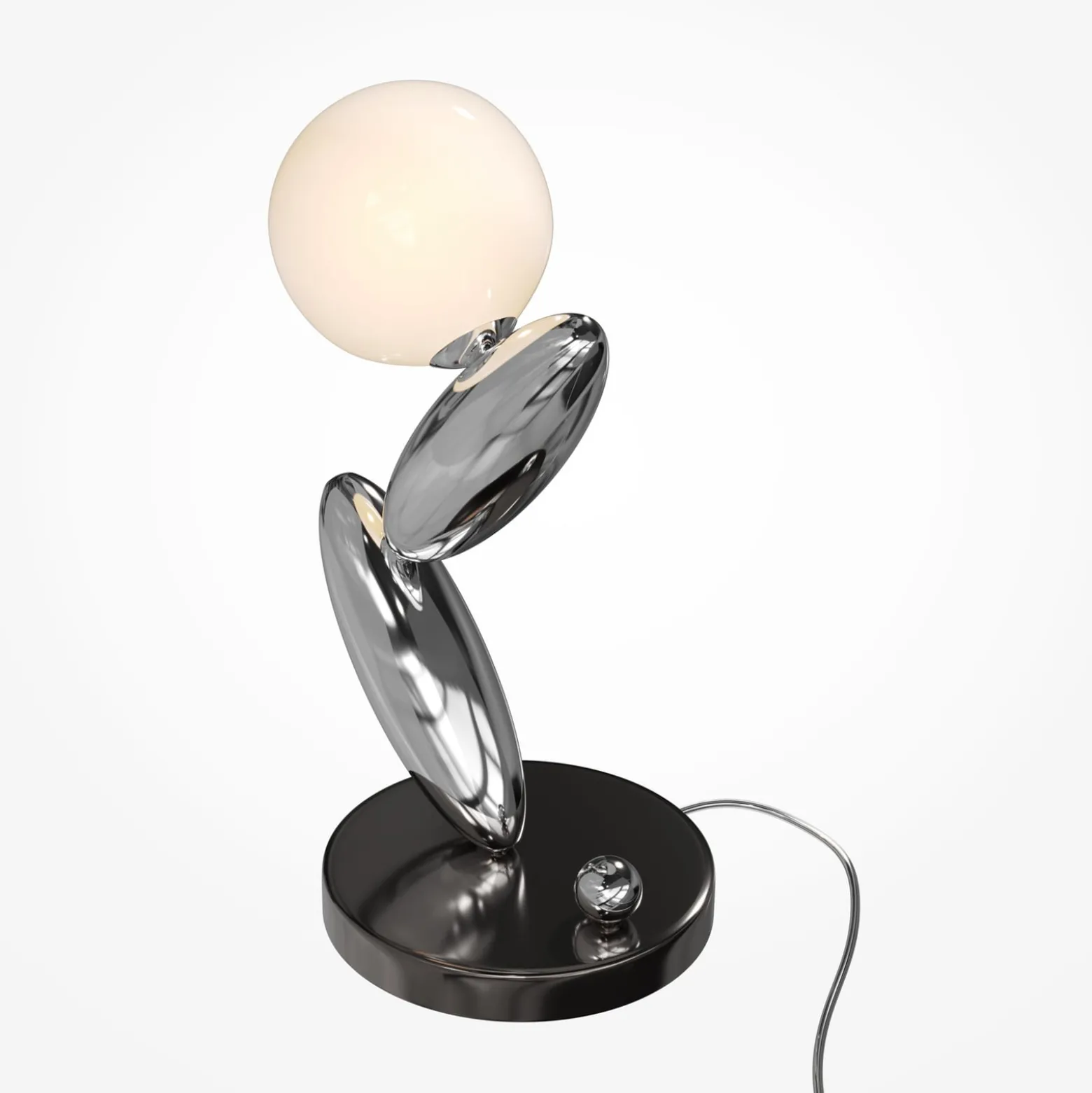 LED-Tischlampe RESONANCE, platin/opal, 37 cm Metall/Glas dim