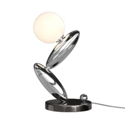 LED-Tischlampe RESONANCE, platin/opal, 37 cm Metall/Glas dim