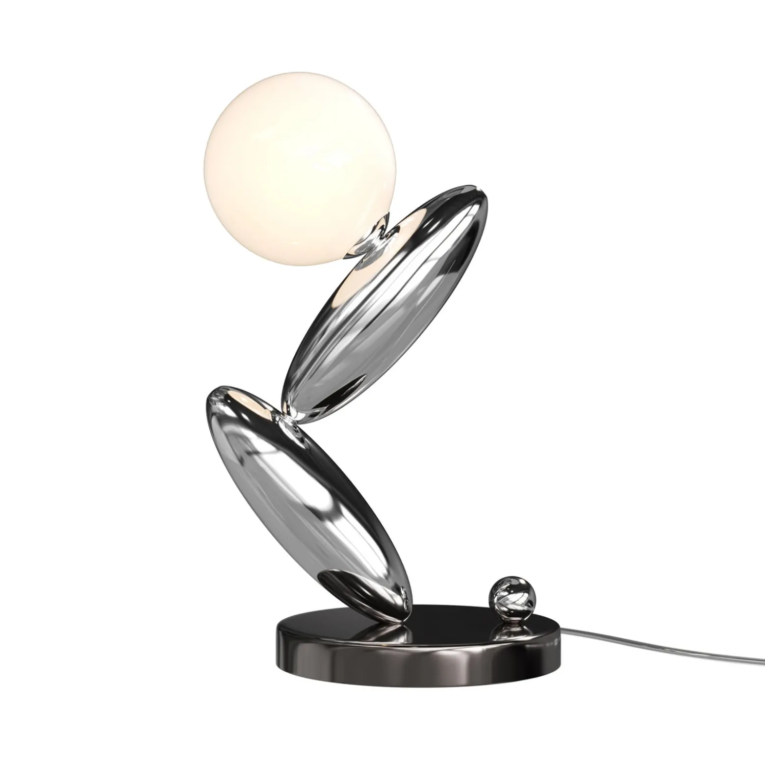 LED-Tischlampe RESONANCE, platin/opal, 37 cm Metall/Glas dim