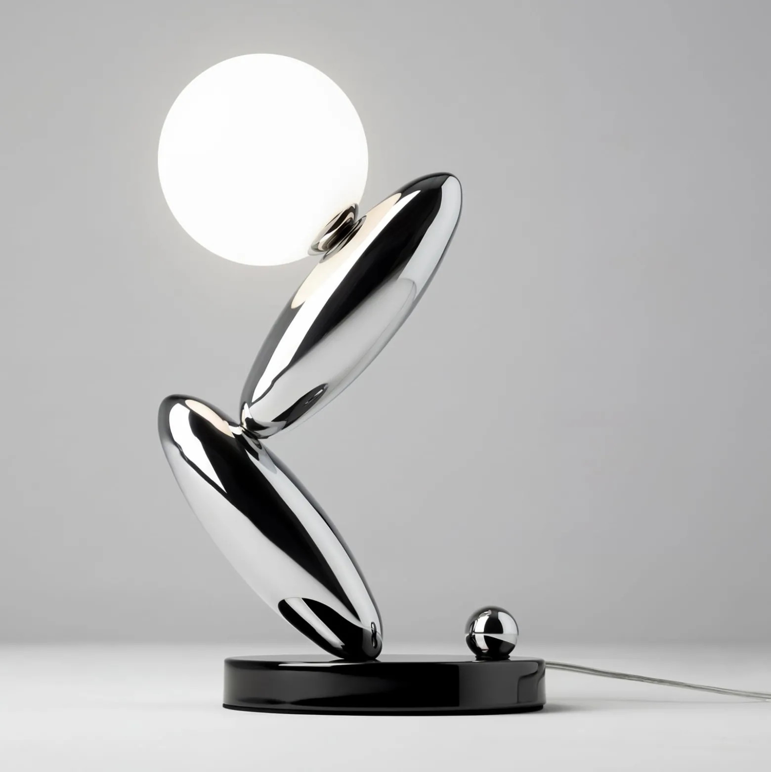 LED-Tischlampe RESONANCE, platin/opal, 37 cm Metall/Glas dim
