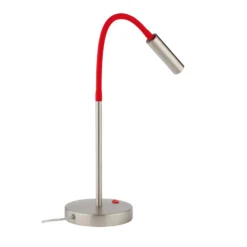 LED-Tischlampe Rocco, nickel matt Flexarm rot