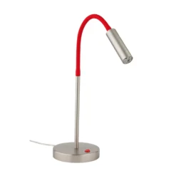 LED-Tischlampe Rocco, nickel matt Flexarm rot