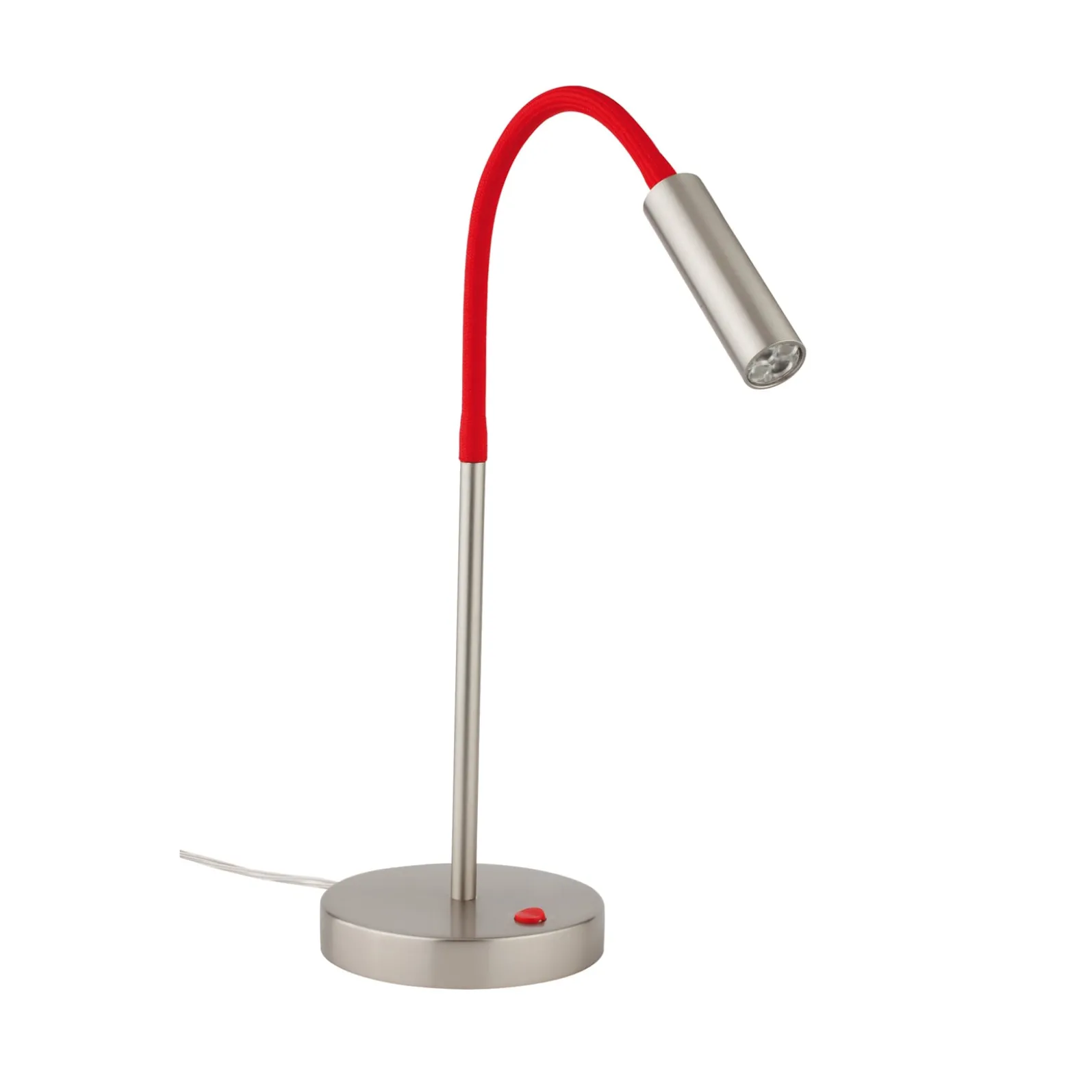 LED-Tischlampe Rocco, nickel matt Flexarm rot