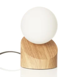 LED-Tischleuchte Alisa mit Fuß in Holzoptik