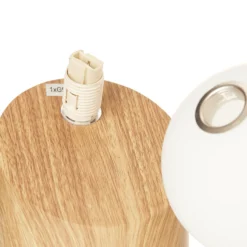 LED-Tischleuchte Alisa mit Fuß in Holzoptik