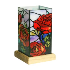 LED-Tischleuchte Art Light Rose, Holzsockel, Acryl, bunt