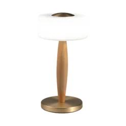 LED-Tischleuchte Elea, messingfarben, Höhe 29 cm, Glas, Holz