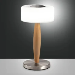LED-Tischleuchte Elea, nickelfarben, Höhe 29 cm, Glas, Holz