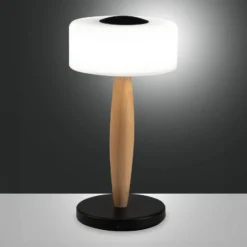LED-Tischleuchte Elea, schwarz, Höhe 29 cm, Glas, Holz